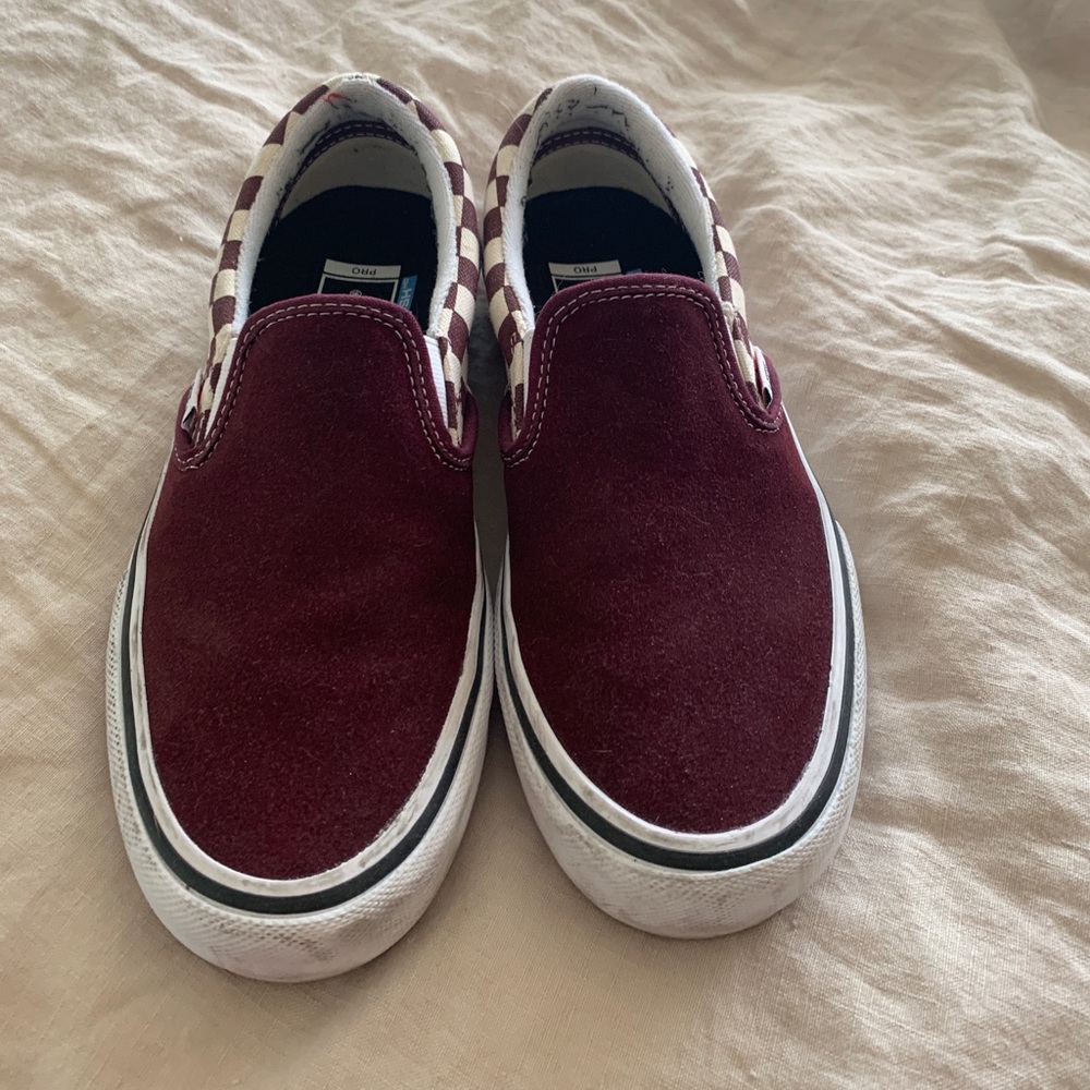 Maroon slip on vans